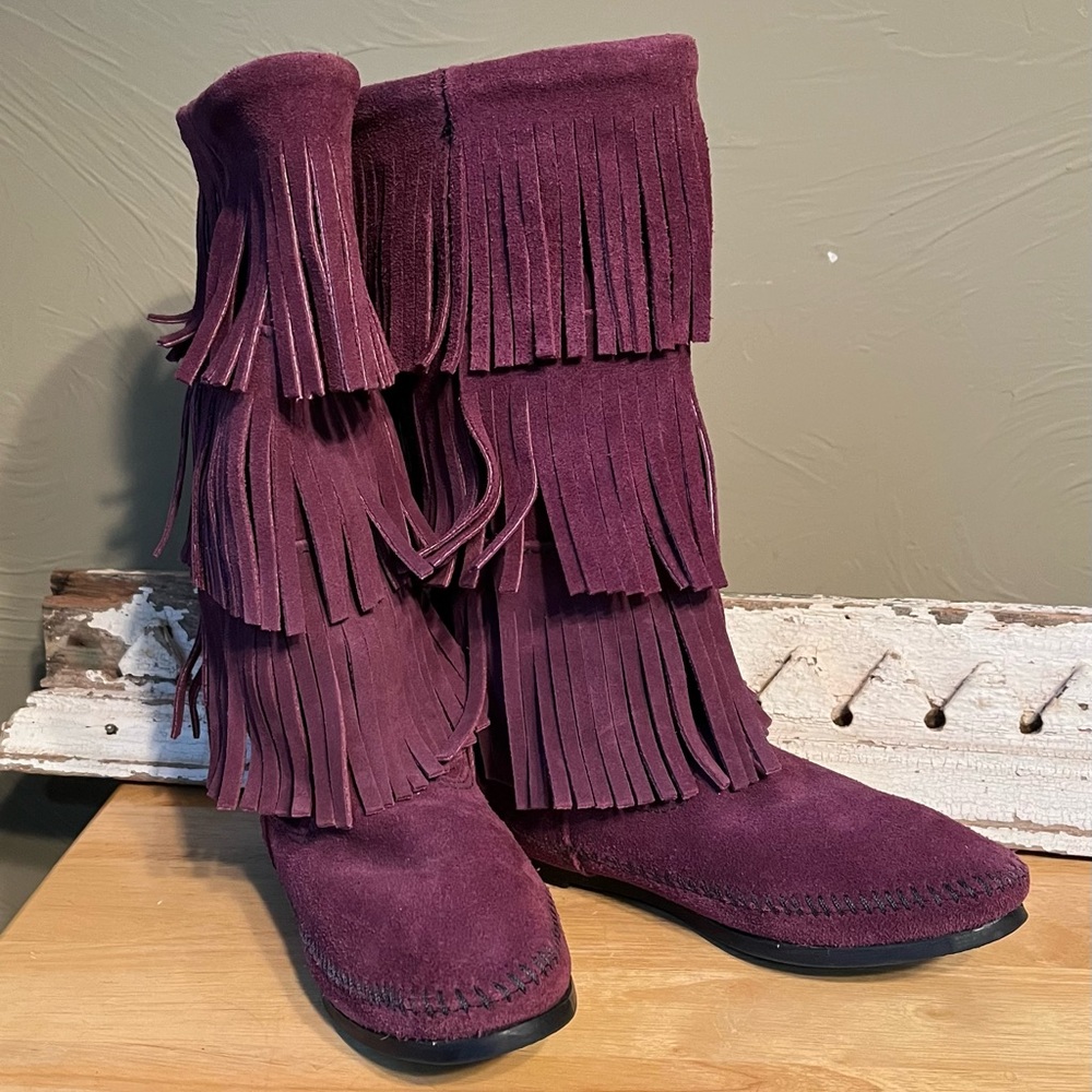 Minnetonka Purple Suede Fringed Boots